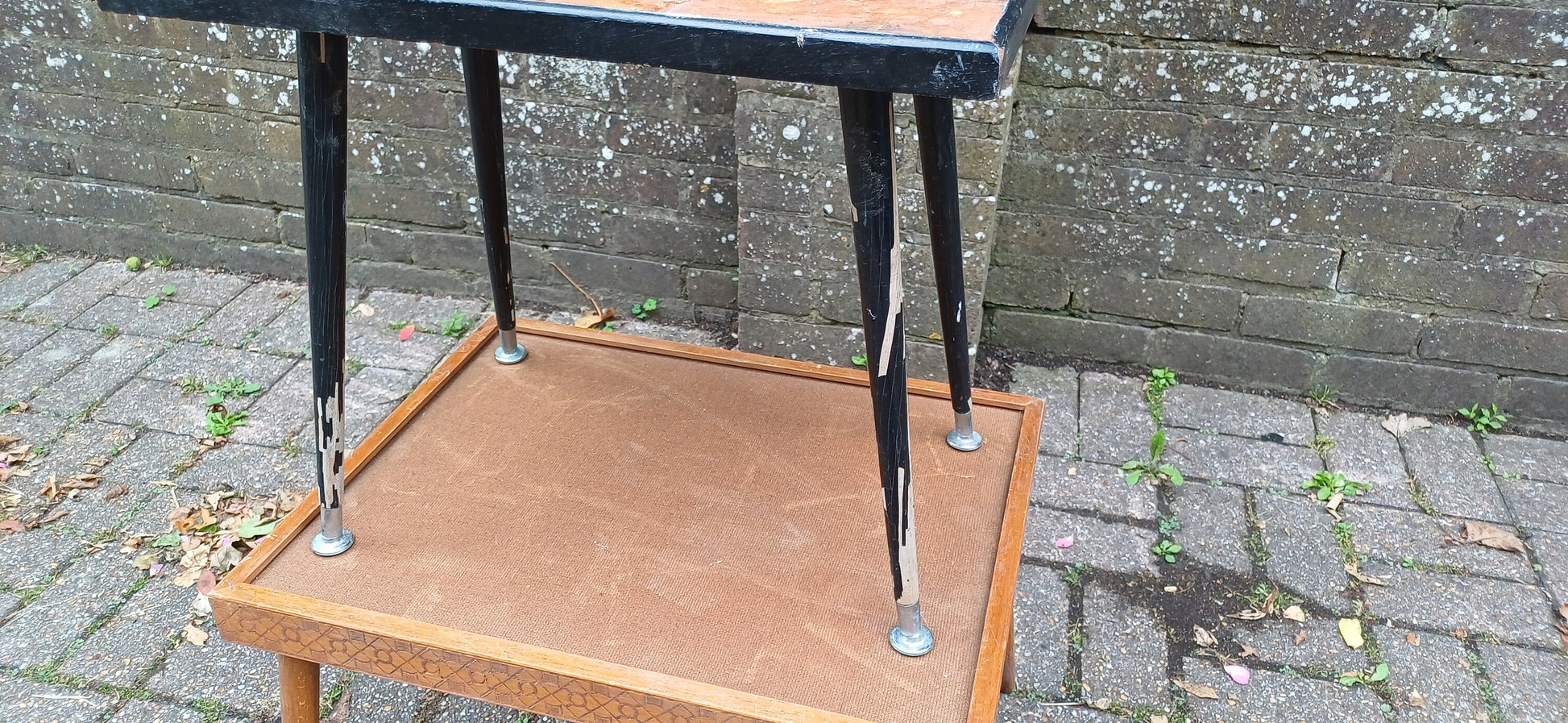 Pair Two Vintage Retro 50s 60s Coffee Tables Plant Stands For Upcycling