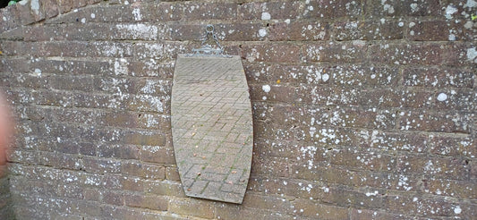 Tall Vintage Retro Art Deco Frameless Shaped Decorative Wall Mirror. Chrome Motif Decoration.