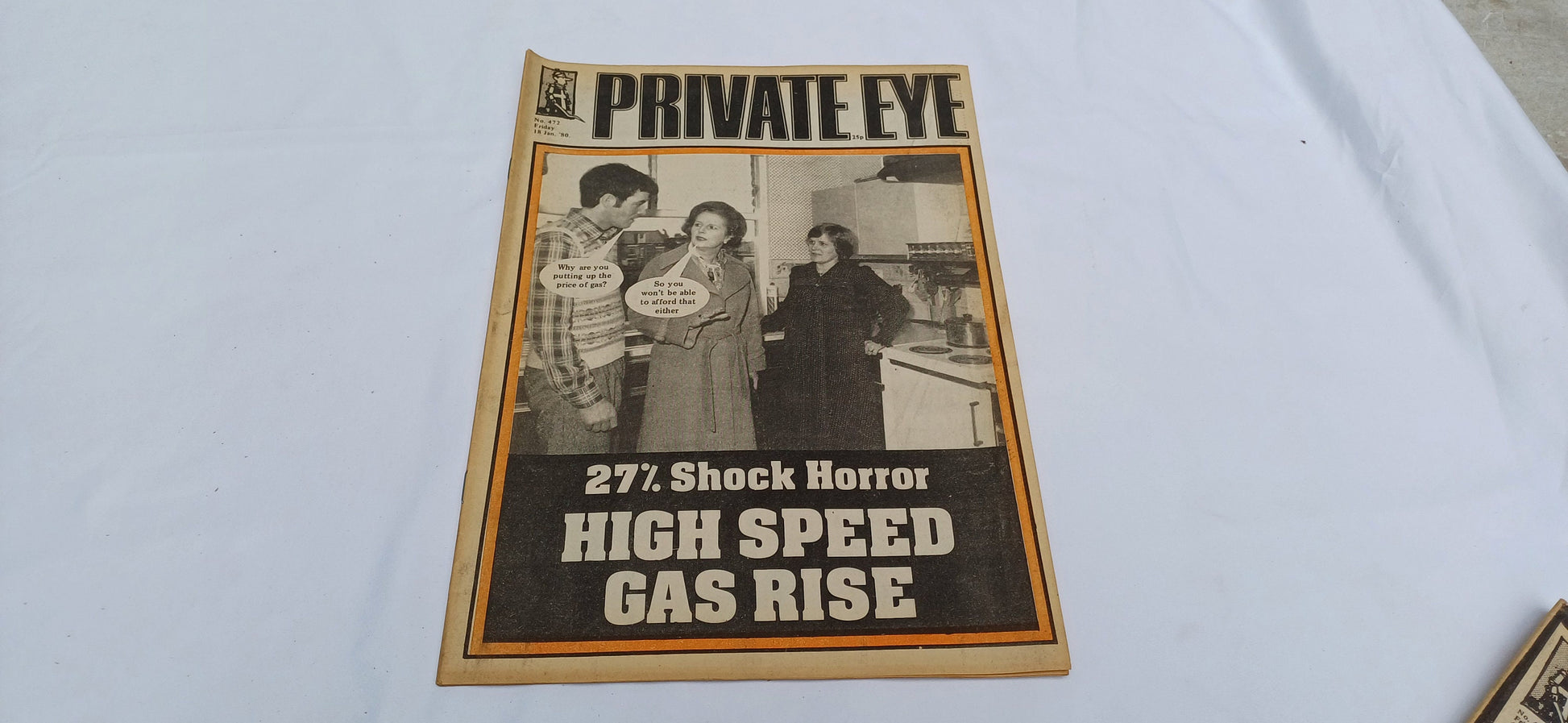 Framed Private Eye Magazine Satire Thatcher Austerity Penny Pinching No 472 Born Between 18/1/80-31/1/80, a Great Birthday Present!