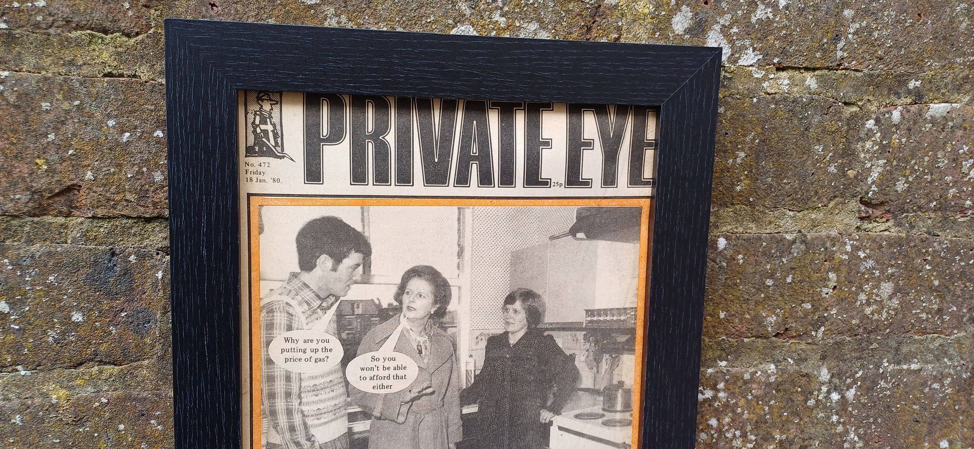 Framed Private Eye Magazine Satire Thatcher Austerity Penny Pinching No 472 Born Between 18/1/80-31/1/80, a Great Birthday Present!