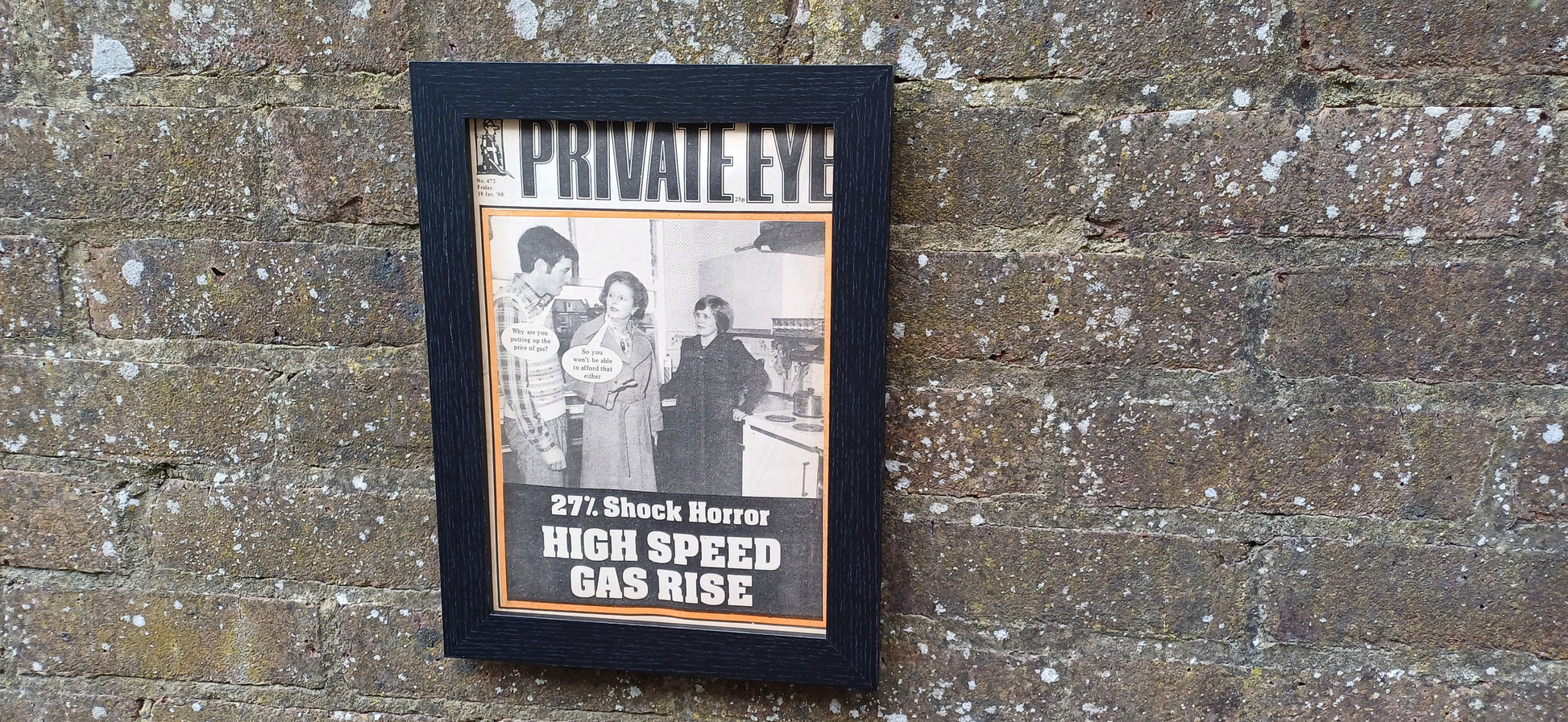 Framed Private Eye Magazine Satire Thatcher Austerity Penny Pinching No 472 Born Between 18/1/80-31/1/80, a Great Birthday Present!