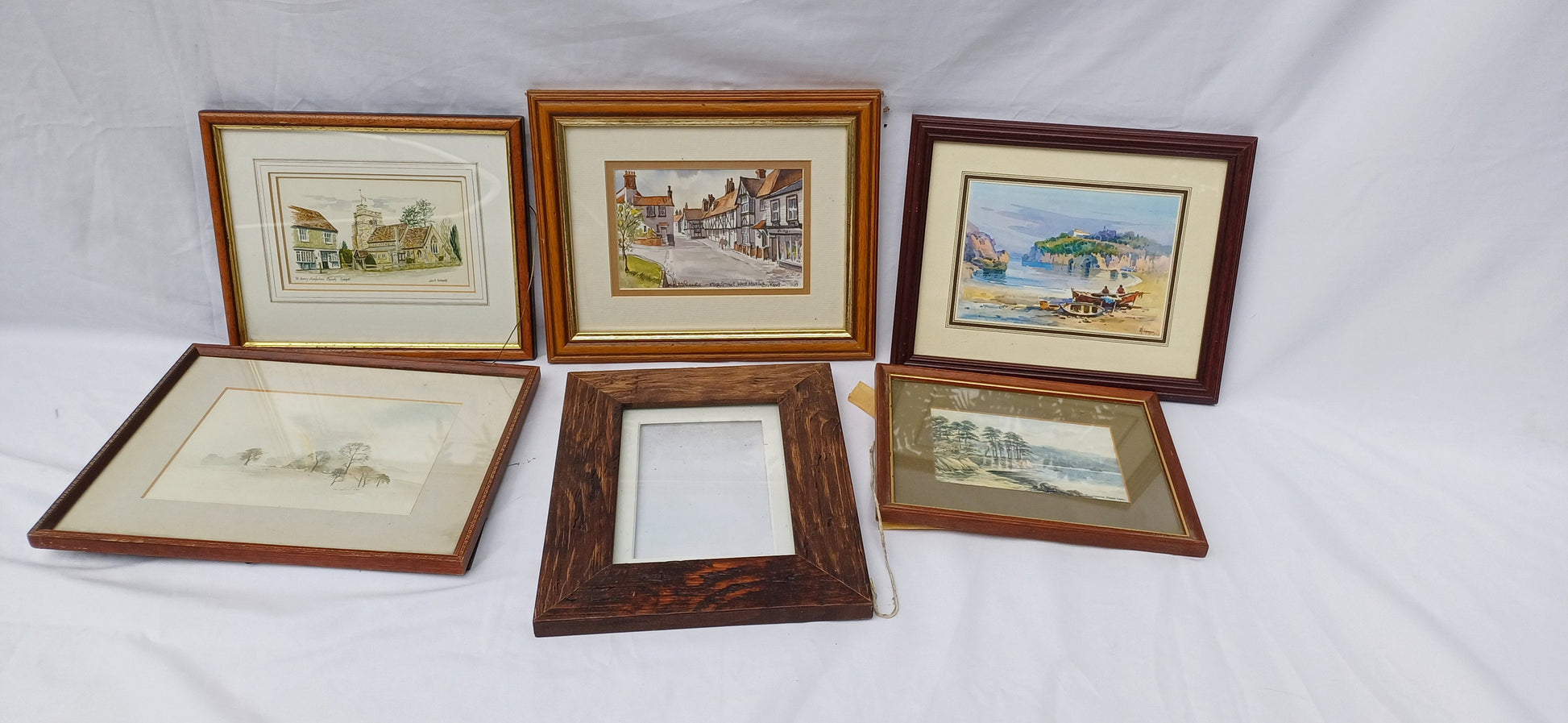 Collection of Vintage Pictures Picture Frames Framing Glazed with Boarded Backings Frame Artist Project. Watercolours. Photo Photograph.