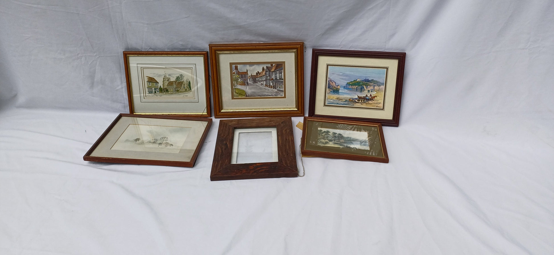 Collection of Vintage Pictures Picture Frames Framing Glazed with Boarded Backings Frame Artist Project. Watercolours. Photo Photograph.