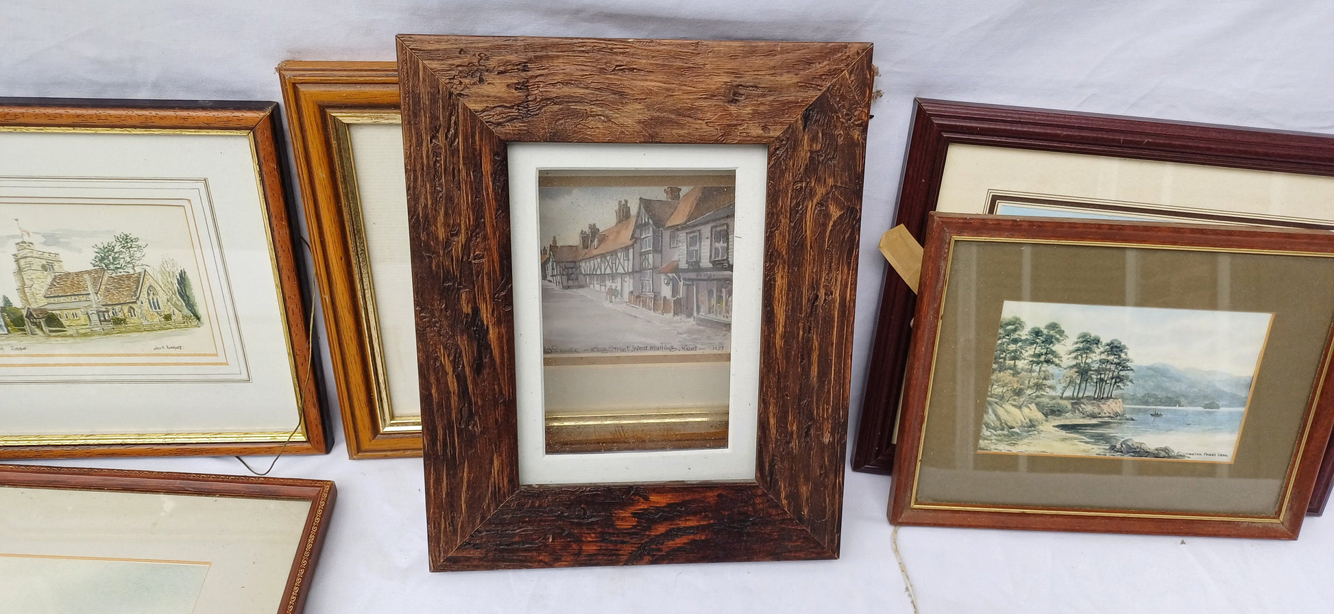 Collection of Vintage Pictures Picture Frames Framing Glazed with Boarded Backings Frame Artist Project. Watercolours. Photo Photograph.