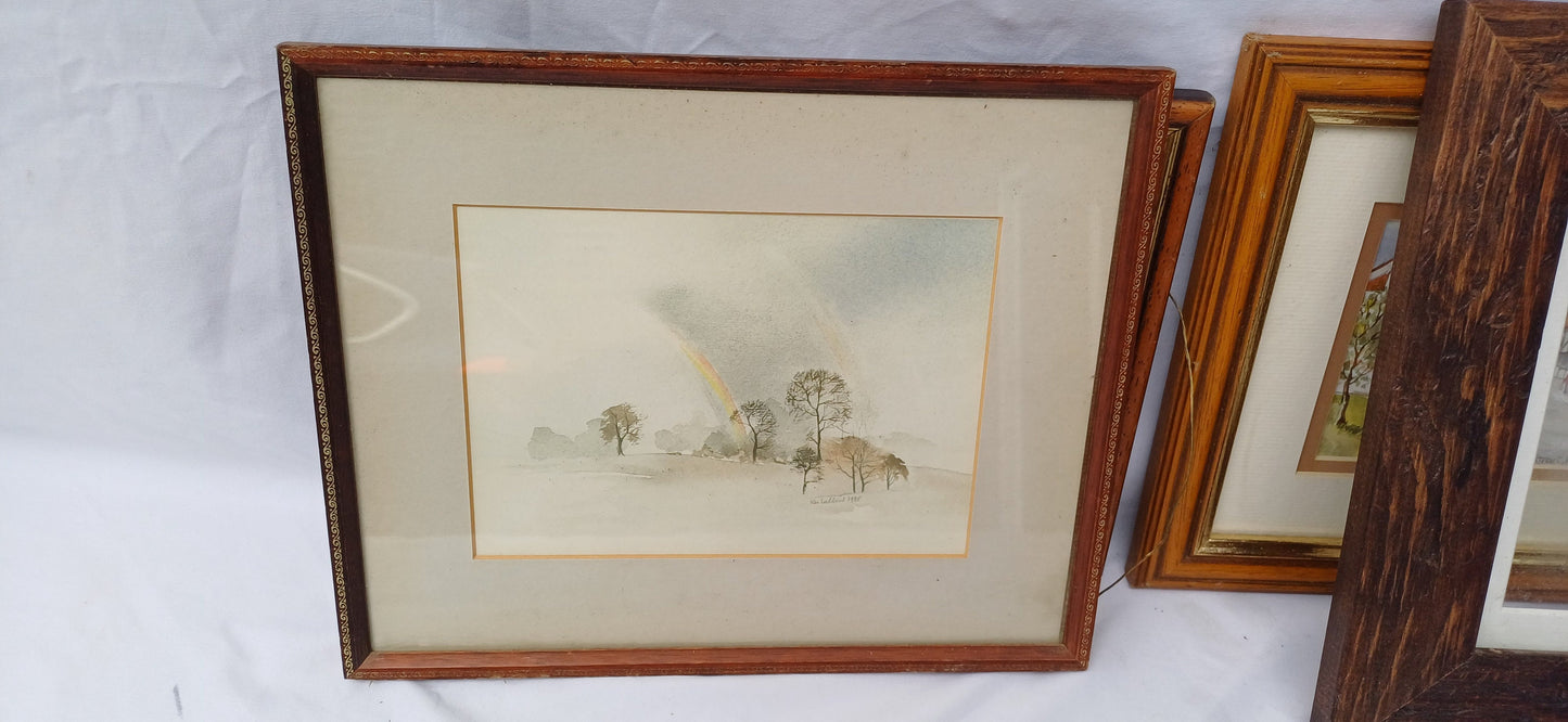Collection of Vintage Pictures Picture Frames Framing Glazed with Boarded Backings Frame Artist Project. Watercolours. Photo Photograph.