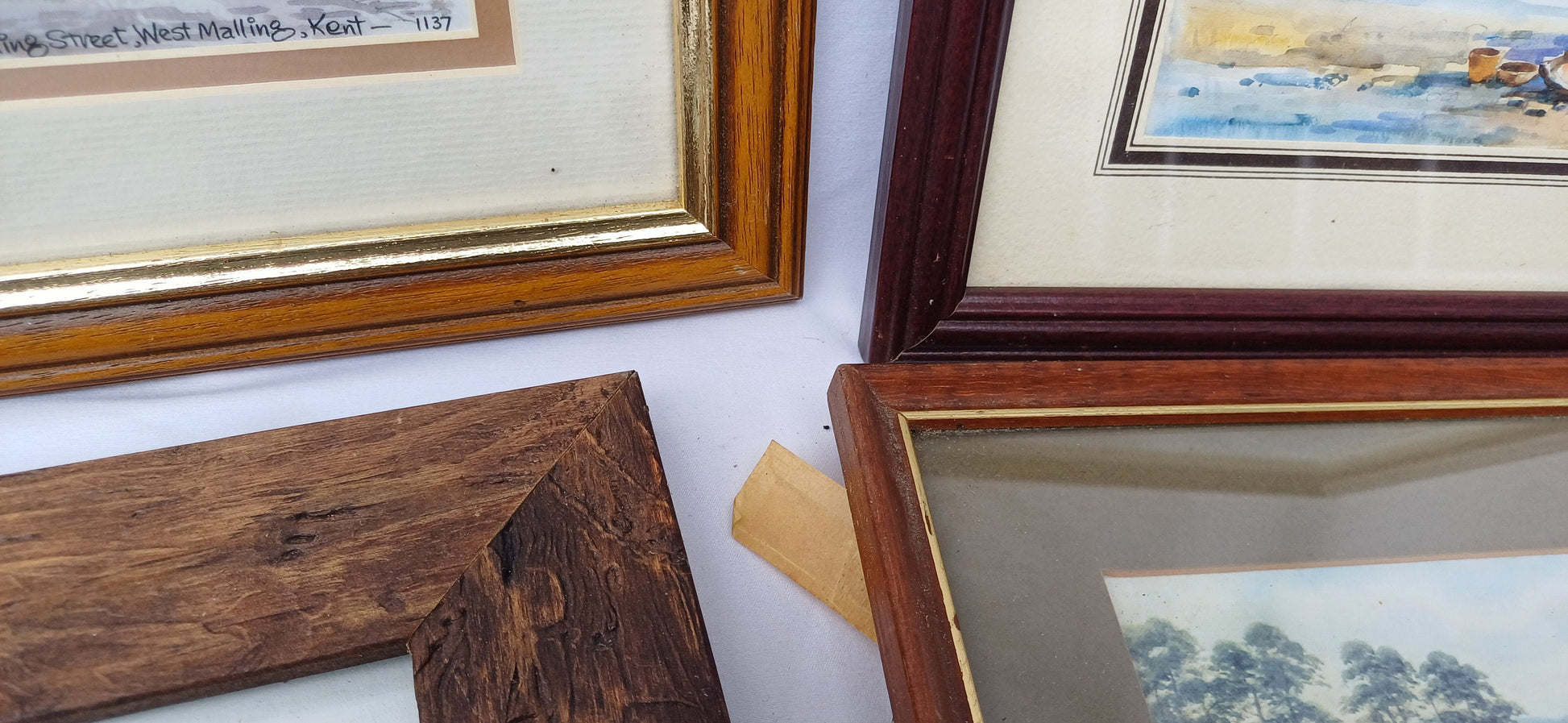 Collection of Vintage Pictures Picture Frames Framing Glazed with Boarded Backings Frame Artist Project. Watercolours. Photo Photograph.