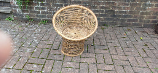 Superb Vintage Indian Childs Tub Chair Wicker Rattan Bamboo Cane.