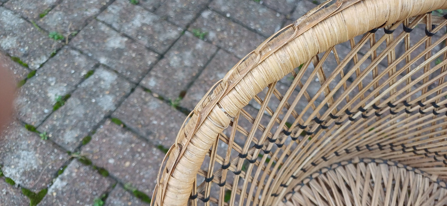 Superb Vintage Indian Childs Tub Chair Wicker Rattan Bamboo Cane.