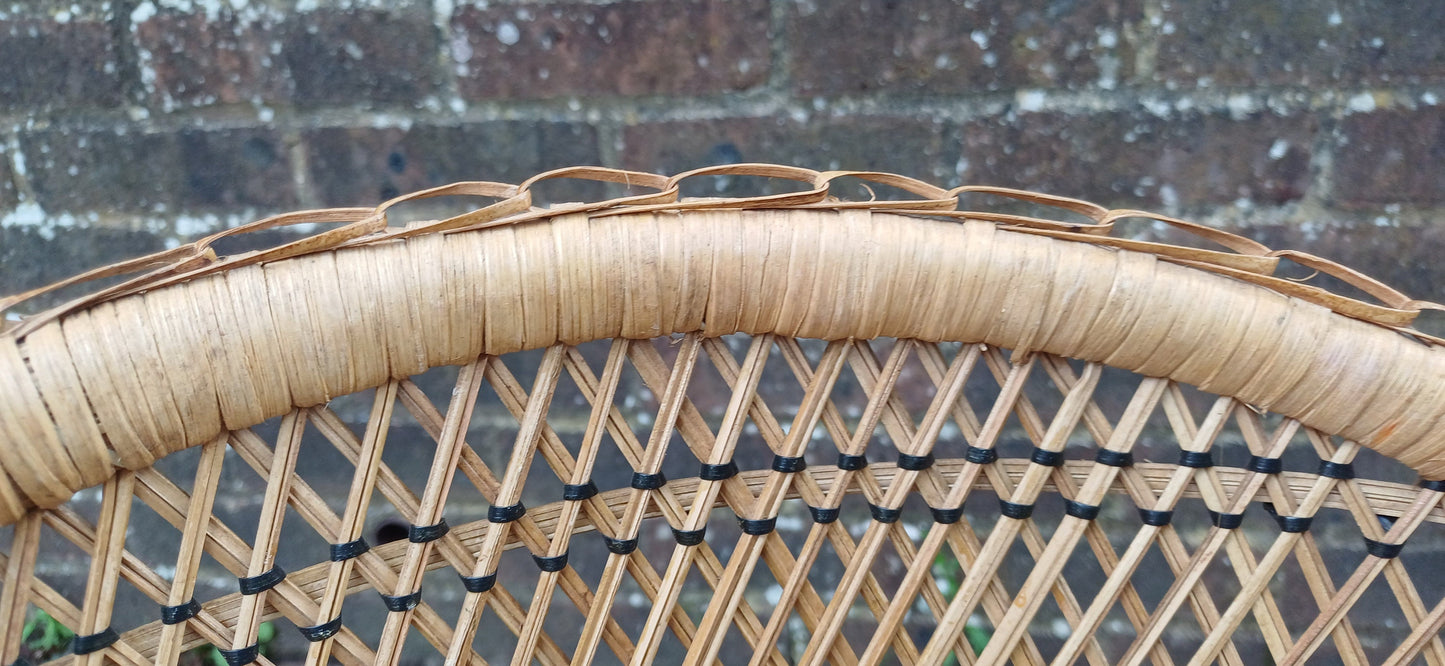 Superb Vintage Indian Childs Tub Chair Wicker Rattan Bamboo Cane.