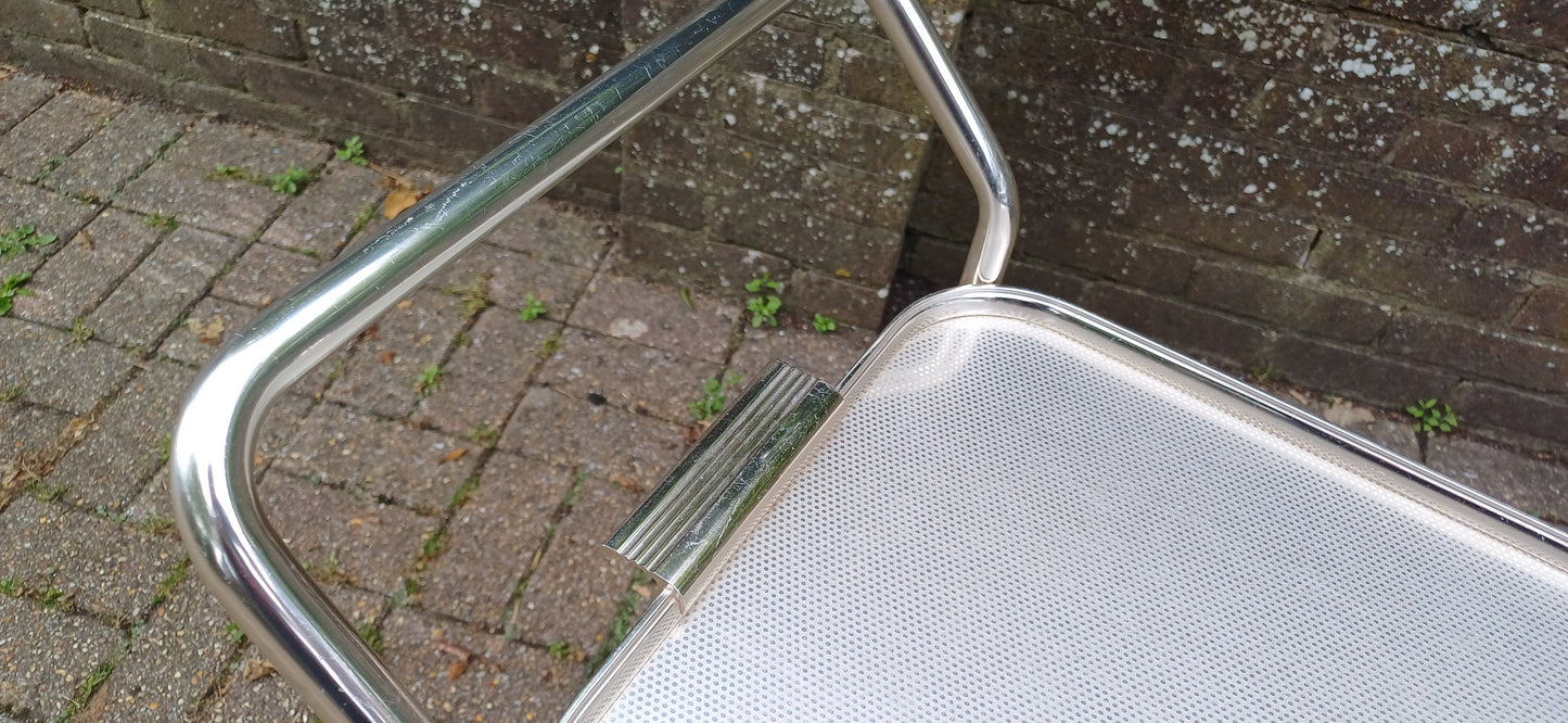 Quirky Vintage Metal Retro 2 Tier Trolley Metal Trays Lift Out Side Table Folding