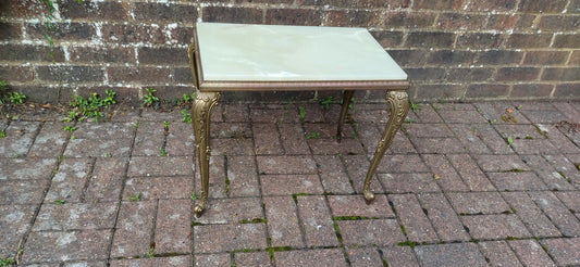Vintage Retro Gold Metal Coffee Table with Onyx Top