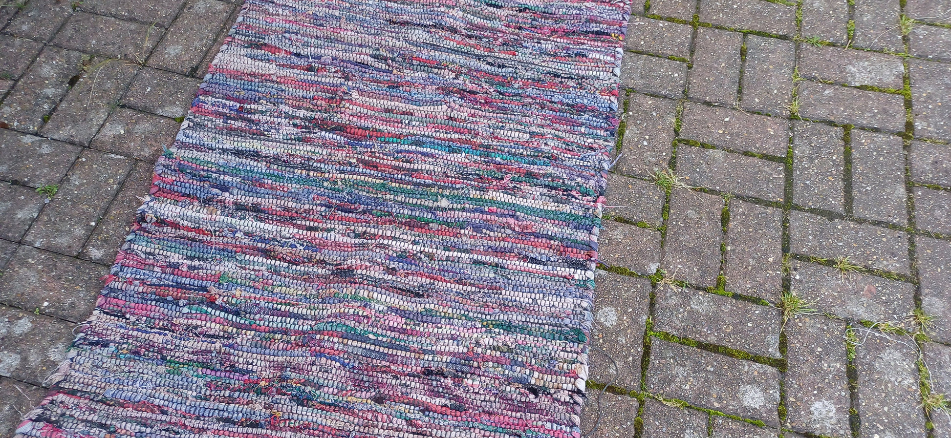 Large Vintage Classic 80s Woven Recycled Cotton Rag Rug.
