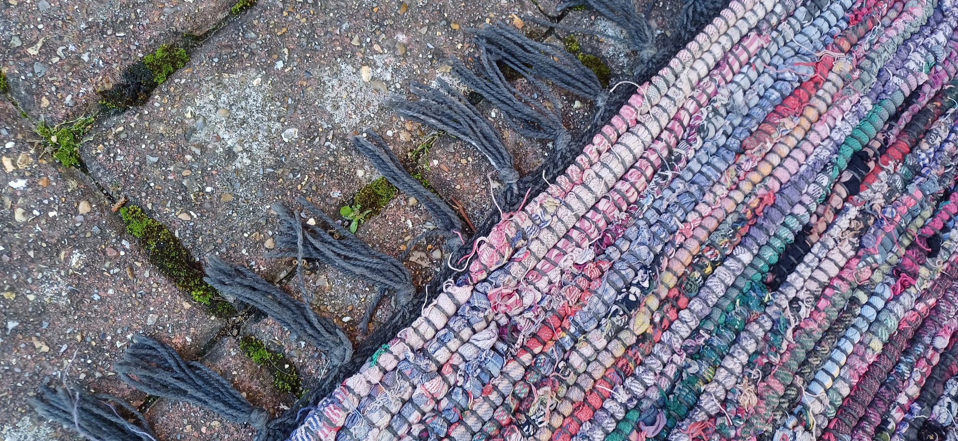 Large Vintage Classic 80s Woven Recycled Cotton Rag Rug.
