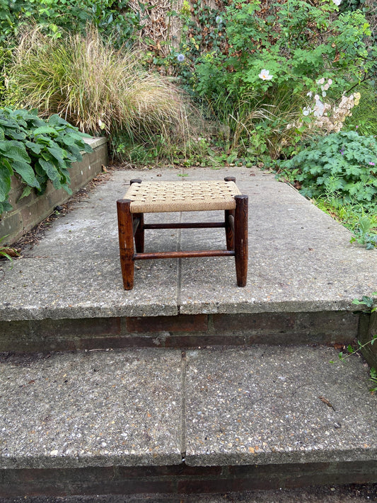 child&#39;s woven stool. 1920s. good condition. lovely size. original antique