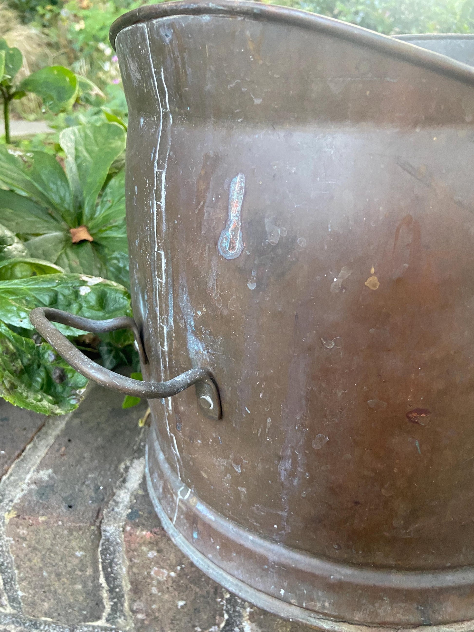 Super vintage brass coal bucket, coal scuttle, metal bucket, planter, plant pot