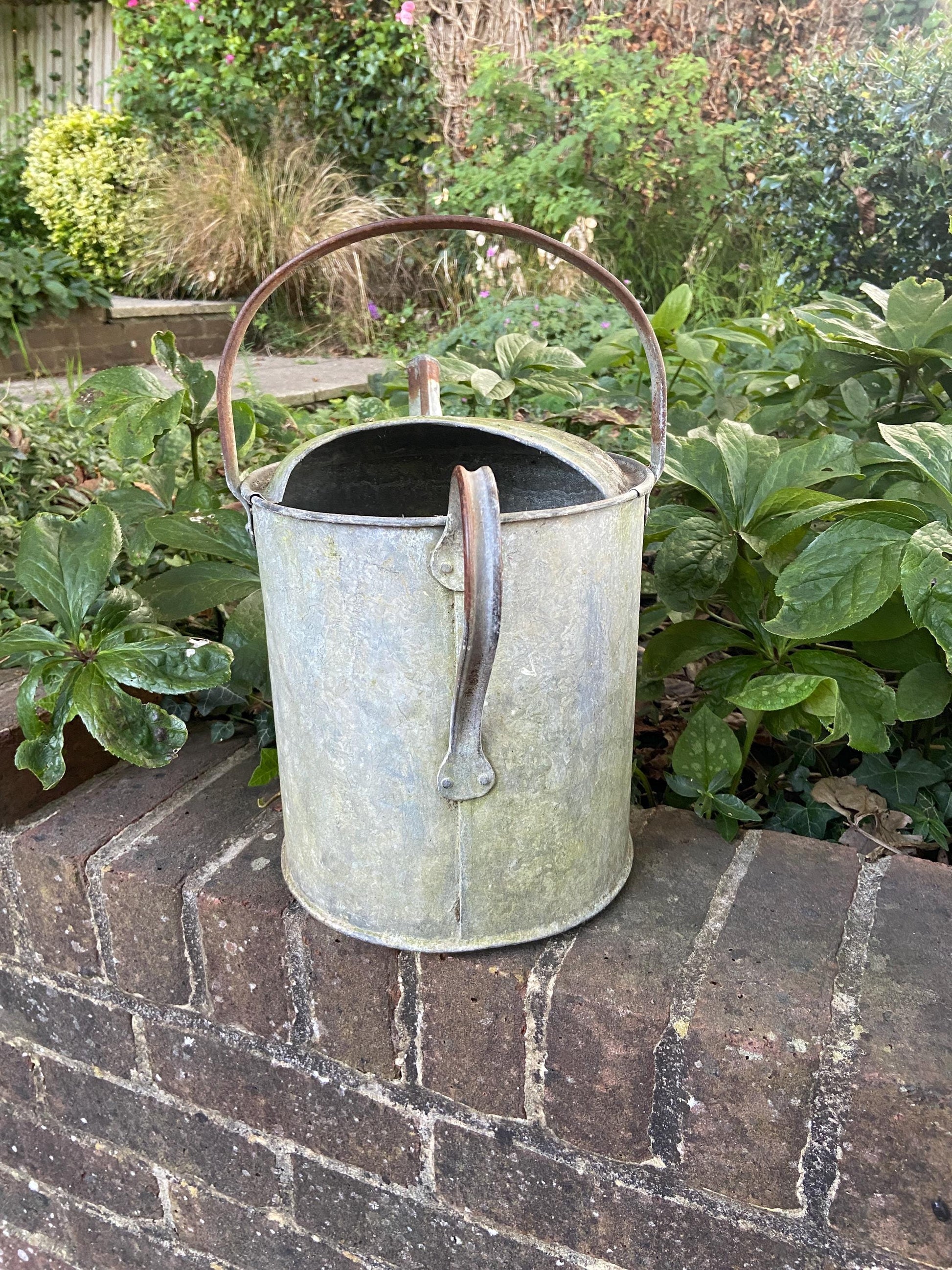 Vintage gardening watering can - vintage water can, vintage gardenware, antique watering can, 2 gallons, early 1900s