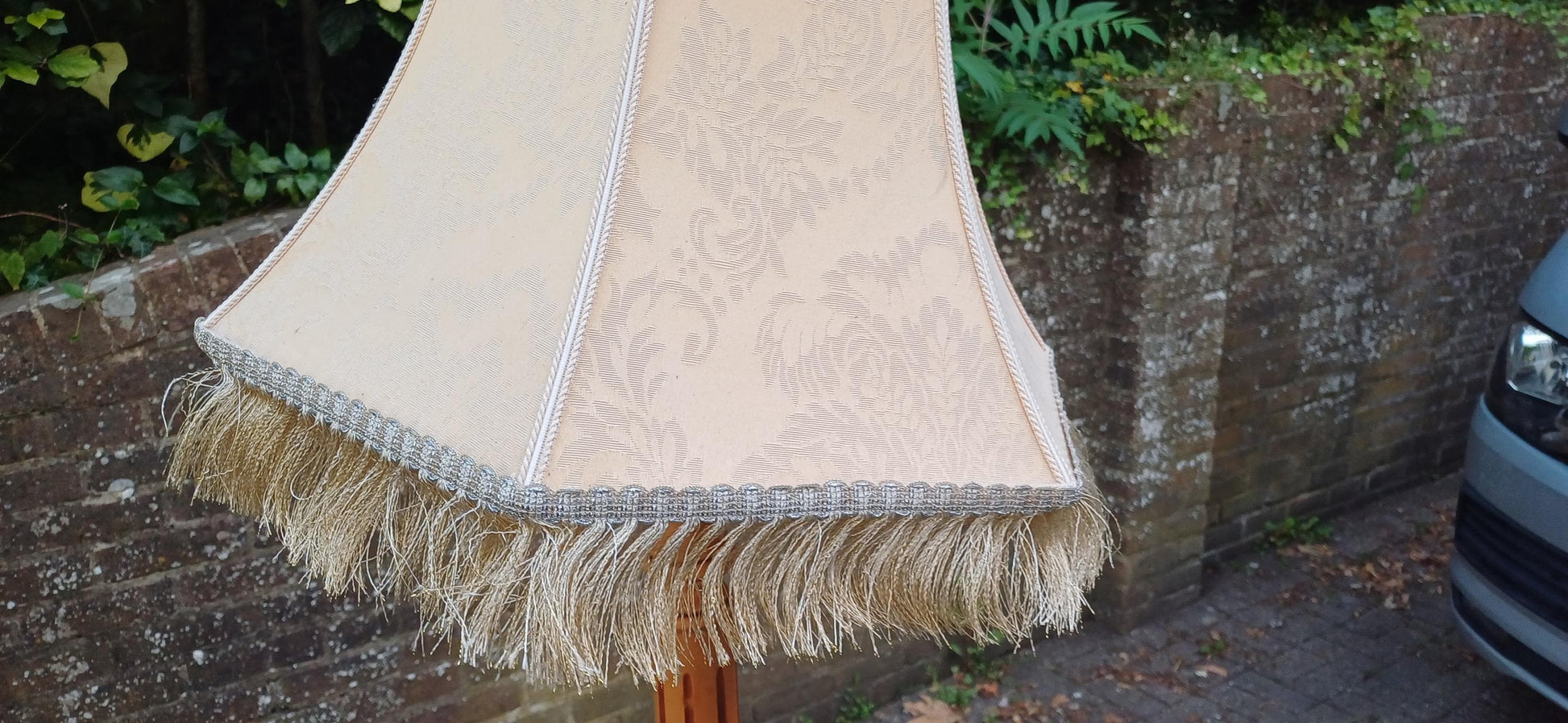 Modern Top Quality Vintage Style Beech Standard Lamp and Genuine Vintage Lampshade in Working Order. Free Hand Delivery England & Wales