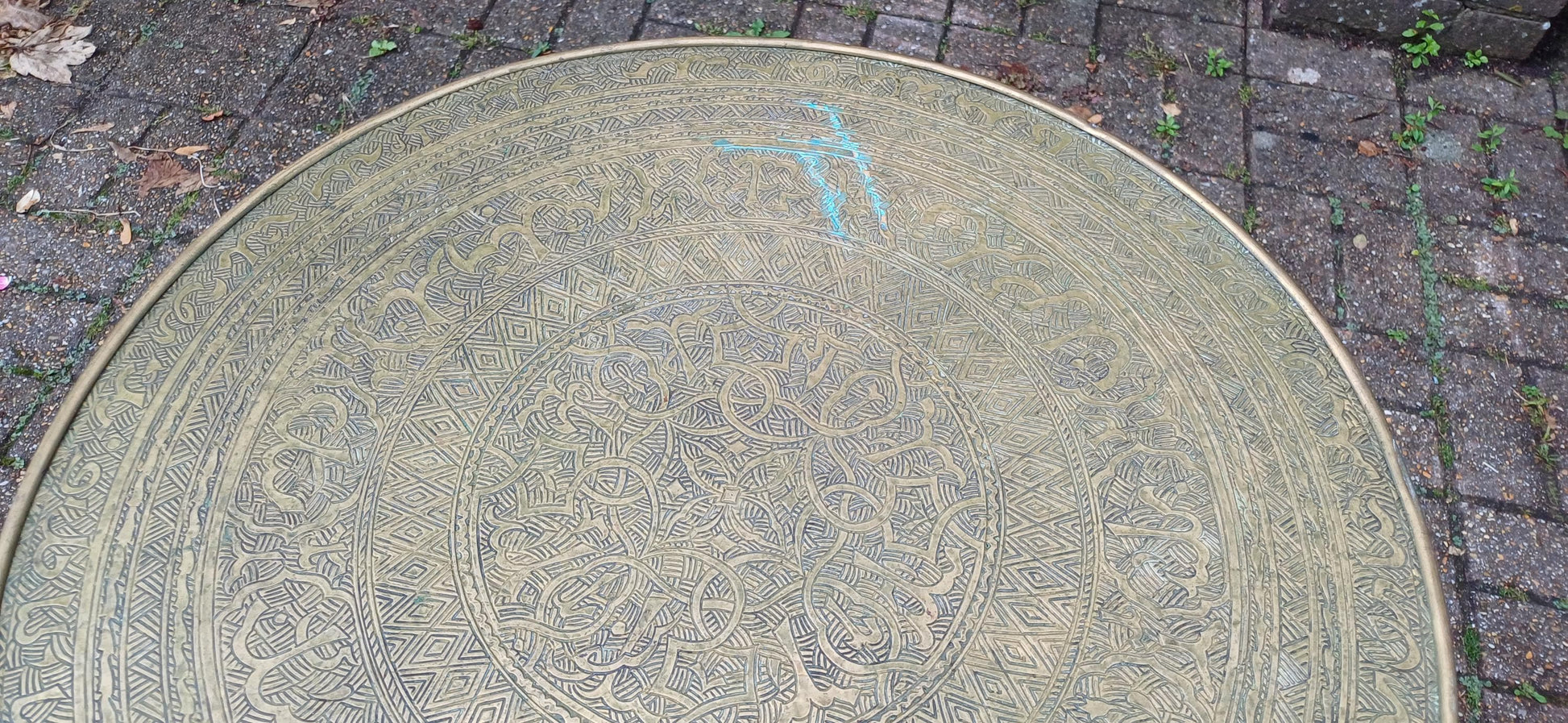 Vintage Mahogany and Brass Benares Table Coffee Side Occasional Decorative Folding.