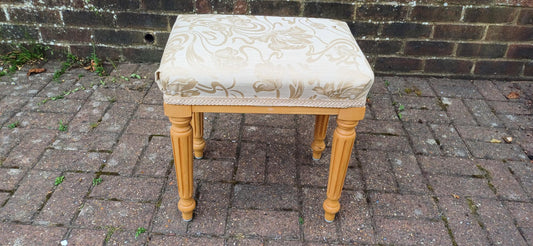Solid Solid Beech Vintage Style Upholstered Stool