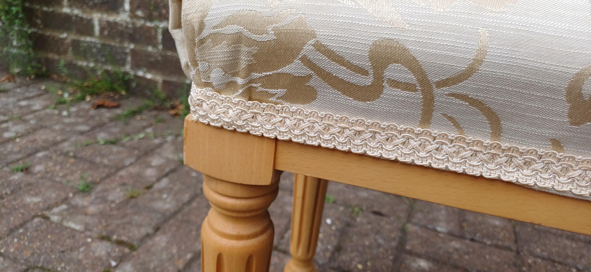 Solid Solid Beech Vintage Style Upholstered Stool