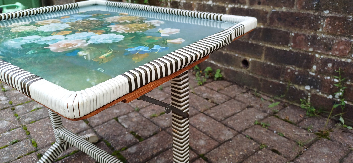 Quirky Retro Coffee Table Fire Screen Still Life Black and White Woven Plastic Decoration Wilf Walker.