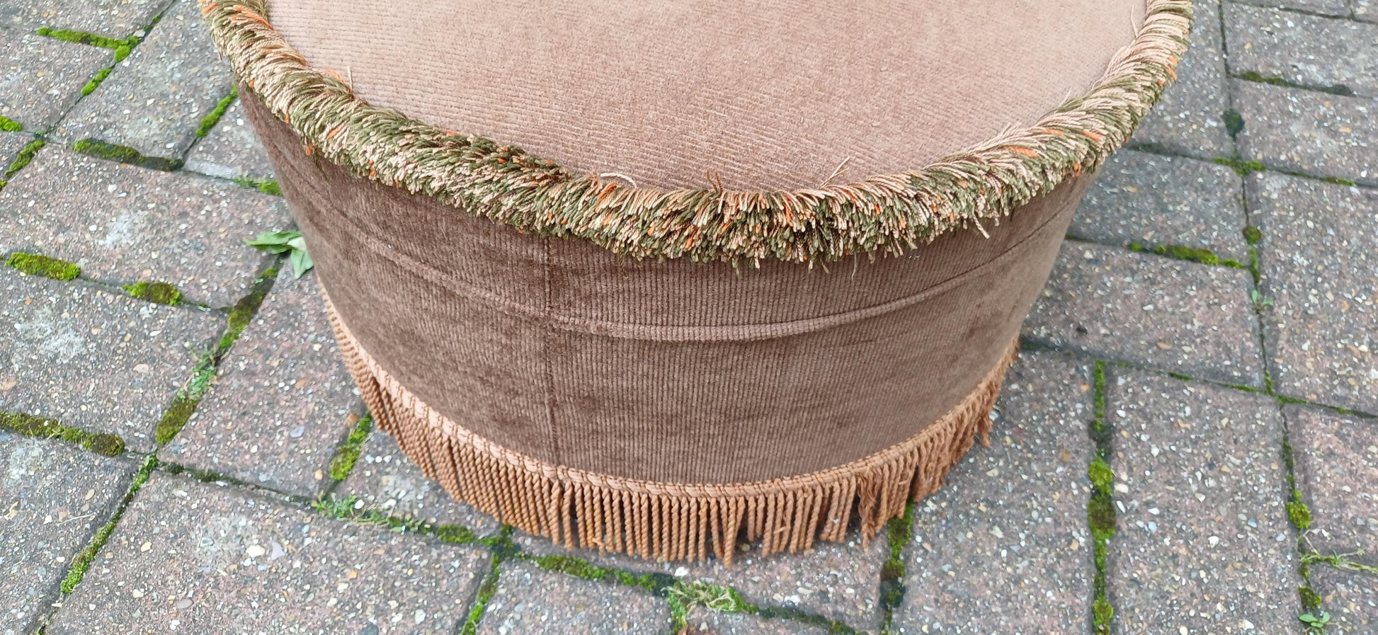Classic 70s 9r 80s Brown Dralon Velvet Pouffe Cushion Stool Sherbourne