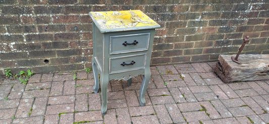 Quirky Painted Shabby Chic Bedside Cupboard with Jungle Wildlife Snake Tiger Monkey Decoupage
