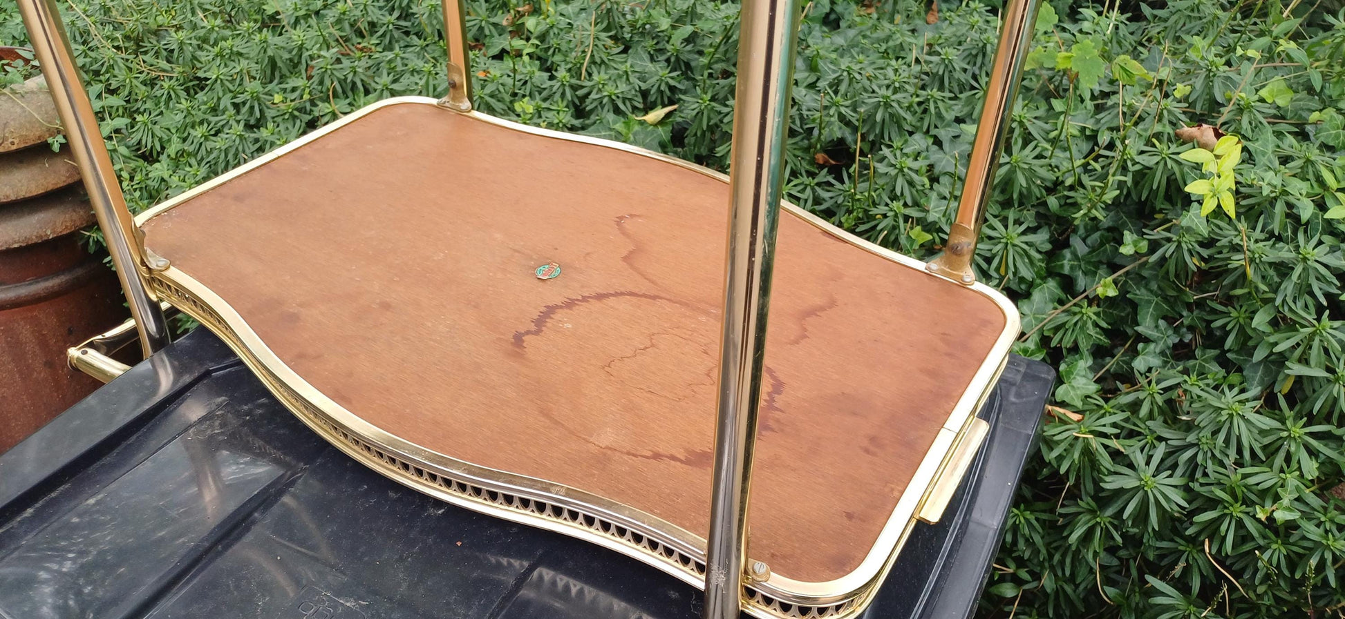 Retro Kitsch 70S Light Tubular Metal Trolley Melamine Faux Wood Surfaces VGC ‘Woodmet’
