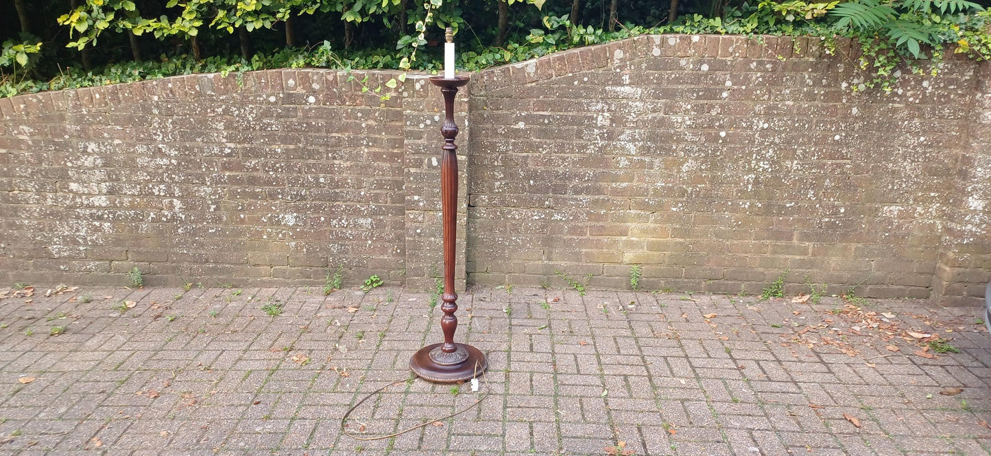 Quality Vintage Mahogany Carved and Fluted Standard Lamp Working. Victorian Style.