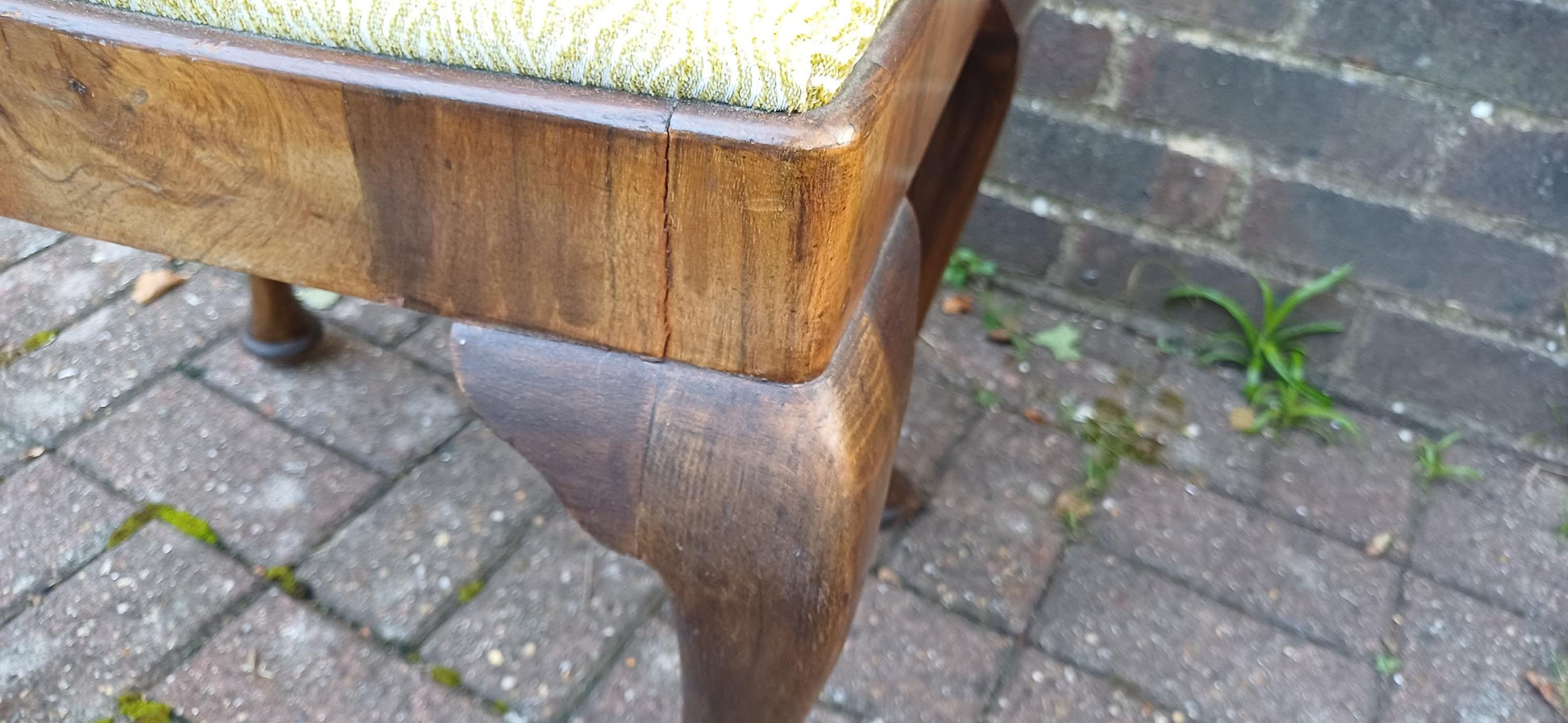 Superb Vintage Mahogany and Walnut Newly Upholstered Stool Cabriole Legs. Piano Dressing Table. Jacquard Weave