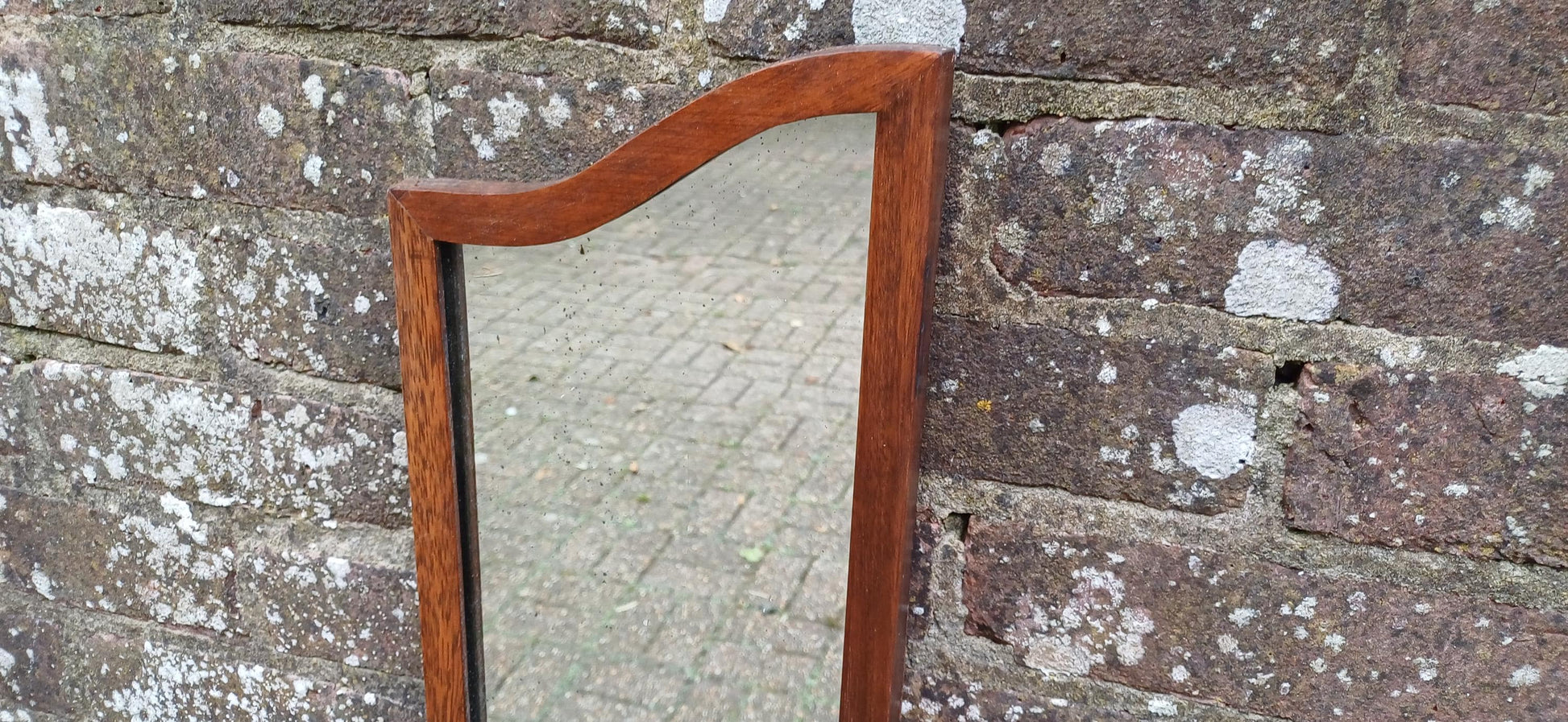 Quirky Pair of Upcycled Early 20th Century Shaped Mahogany Wall Mirrors.
