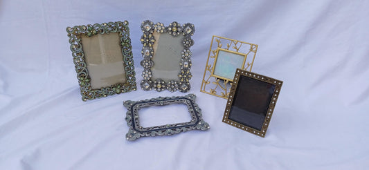 Collection of Ornate Vintage Pictures Picture Frames Freestanding Framing Glazed Frame Photo Photograph Funky and Kitsch