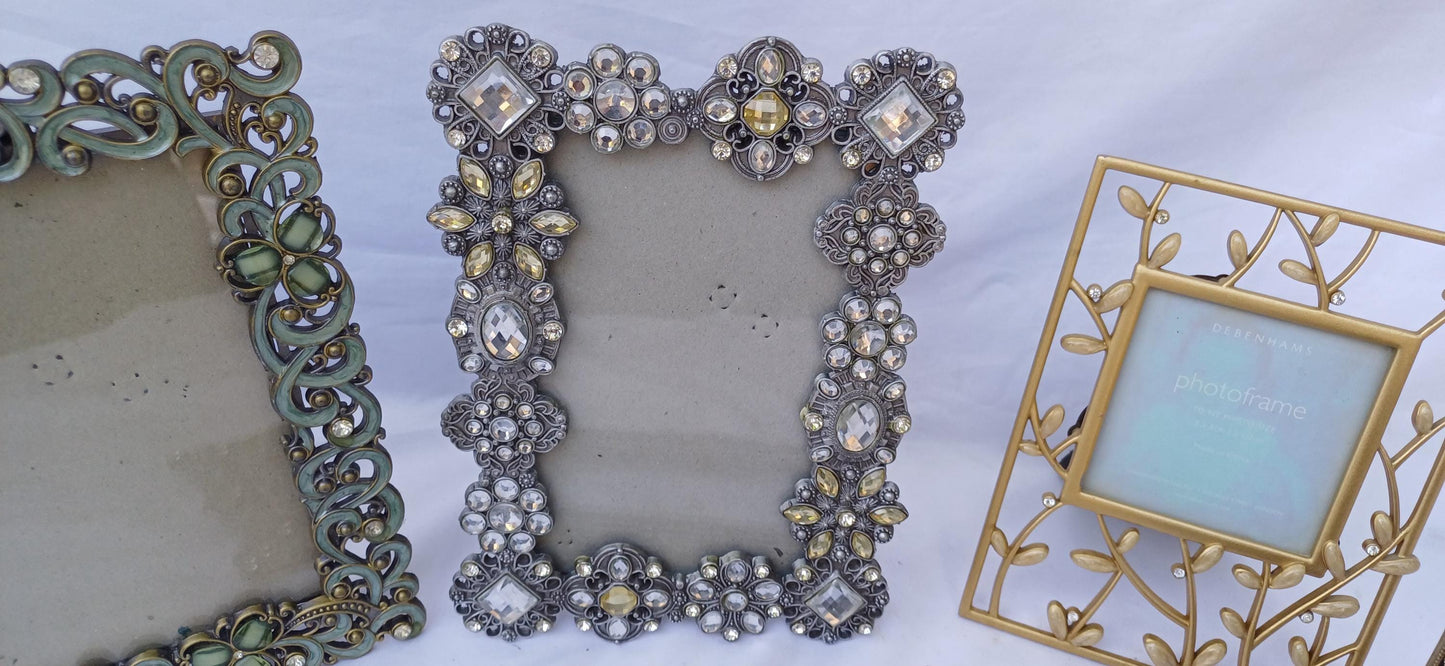 Collection of Ornate Vintage Pictures Picture Frames Freestanding Framing Glazed Frame Photo Photograph Funky and Kitsch