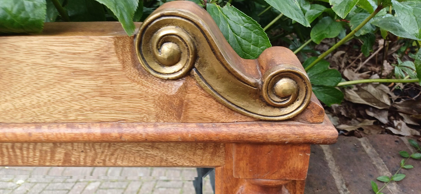 Huge Vintage Chunky French Wood and Brass Over Mantel Mirror Bevelled Glass. 121 x 102 cm