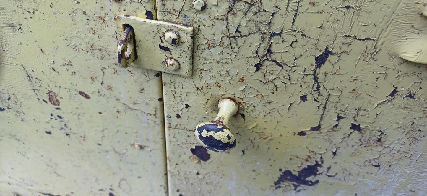 Pair of Industrial Metal Painted Storage Cupboards Project Freestanding or Wall Hanging.