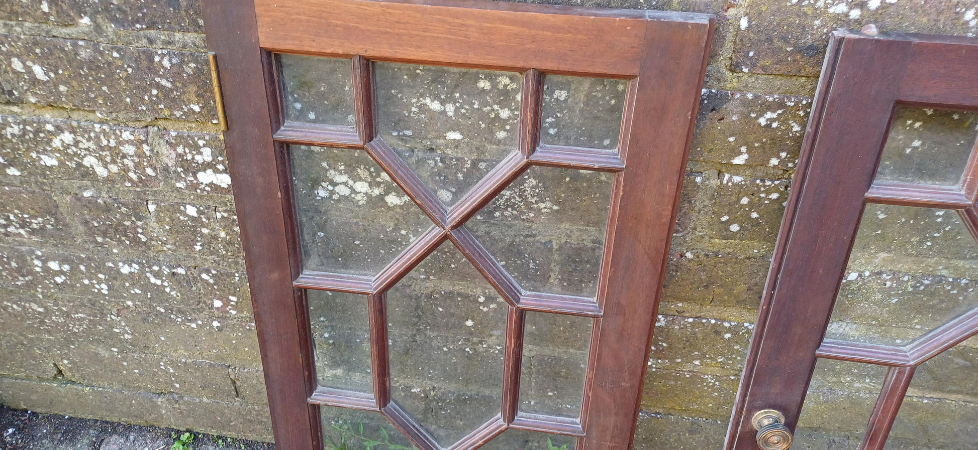 Pair of Late Victorian Astral Glazed Mahogany Doors Window Decoration or Project