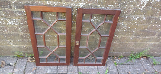 Pair of Late Victorian Astral Glazed Mahogany Doors Window Decoration or Project.