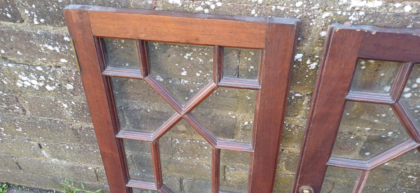 Pair of Late Victorian Astral Glazed Mahogany Doors Window Decoration or Project.