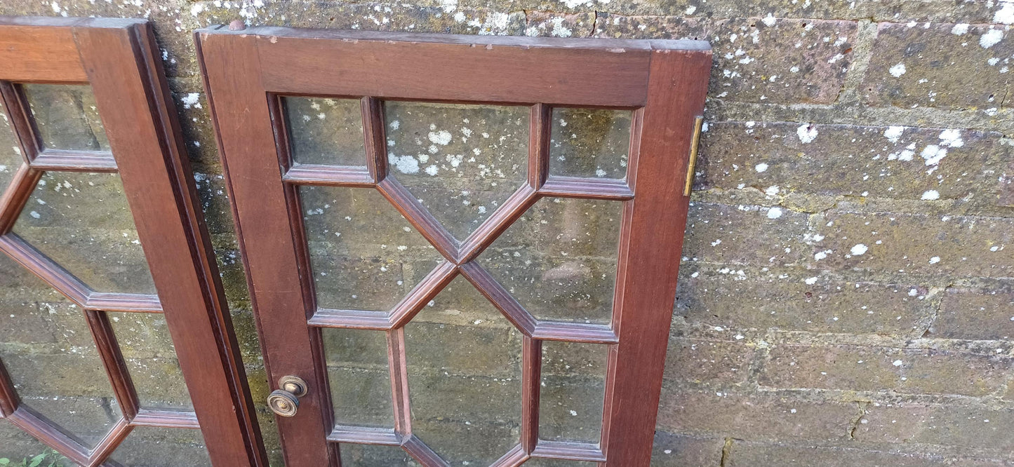 Pair of Late Victorian Astral Glazed Mahogany Doors Window Decoration or Project.