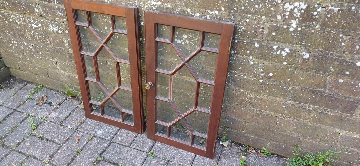 Pair of Late Victorian Astral Glazed Mahogany Doors Window Decoration or Project.