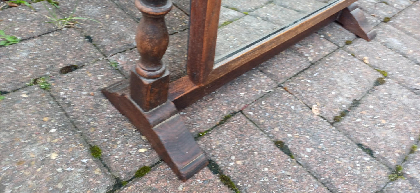 Vintage 1920s Solid Oak Dressing Table Mirror Adjustable Swing.