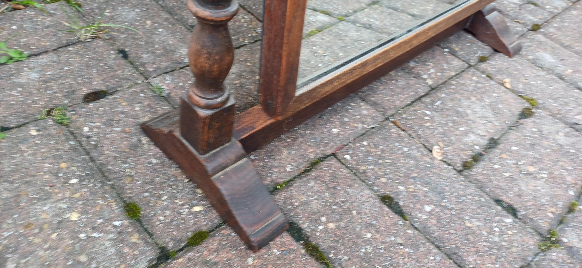 Vintage 1920s Solid Oak Dressing Table Mirror Adjustable Swing.