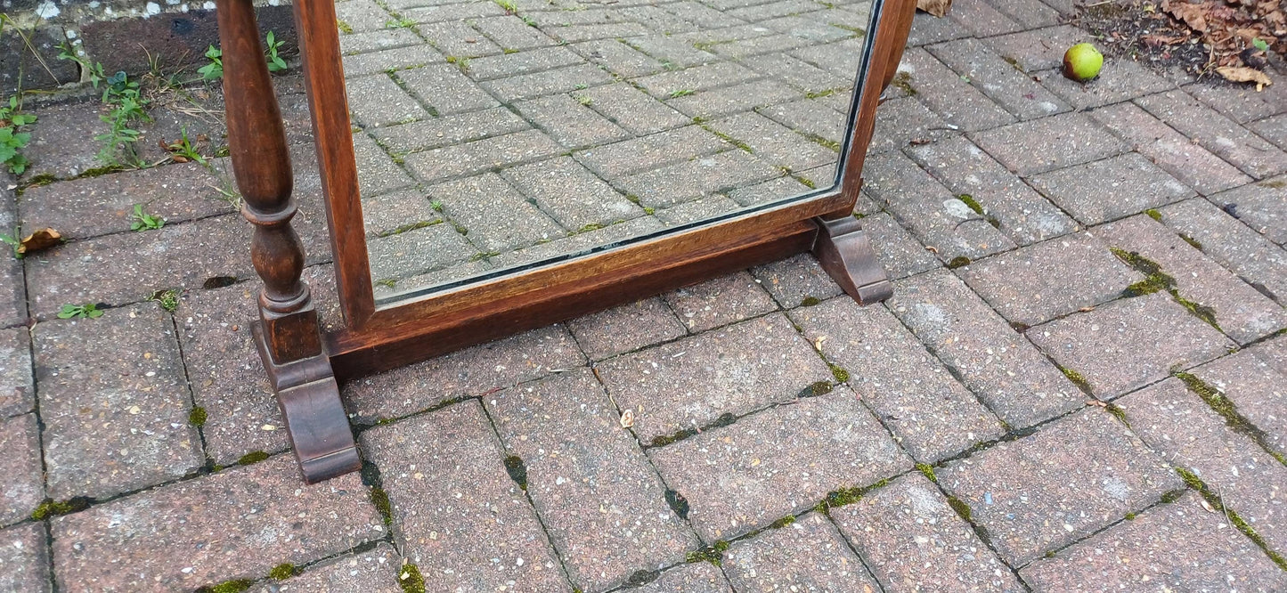 Vintage 1920s Solid Oak Dressing Table Mirror Adjustable Swing.