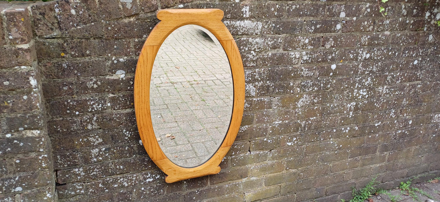 Charming Vintage Wall Large Vintage Golden Oak Wall Mirror Bevelled Glass VGC