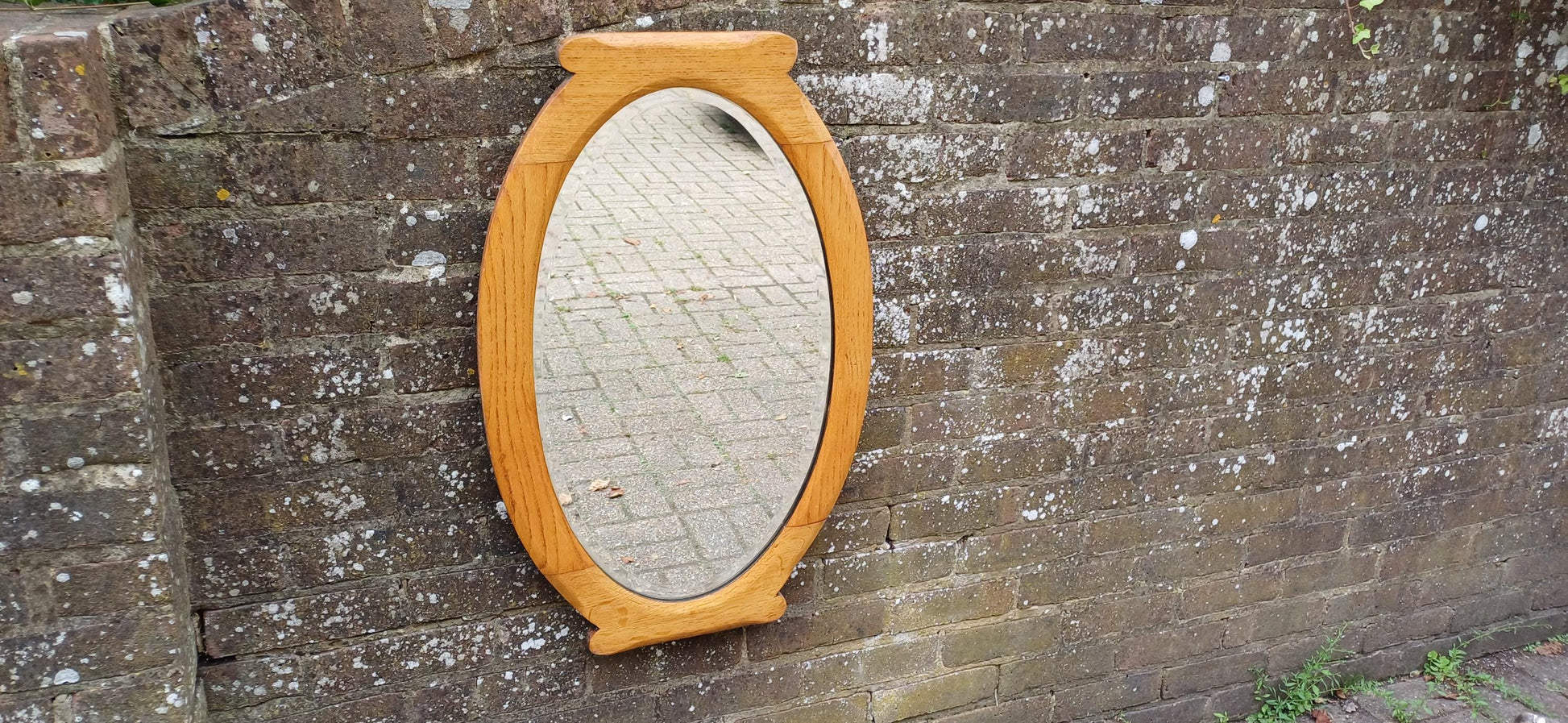 Charming Vintage Wall Large Vintage Golden Oak Wall Mirror Bevelled Glass VGC