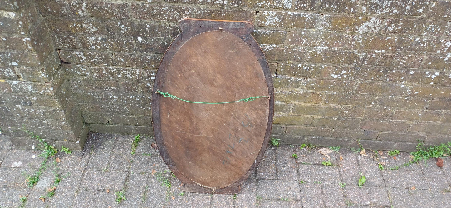 Charming Vintage Wall Large Vintage Golden Oak Wall Mirror Bevelled Glass VGC