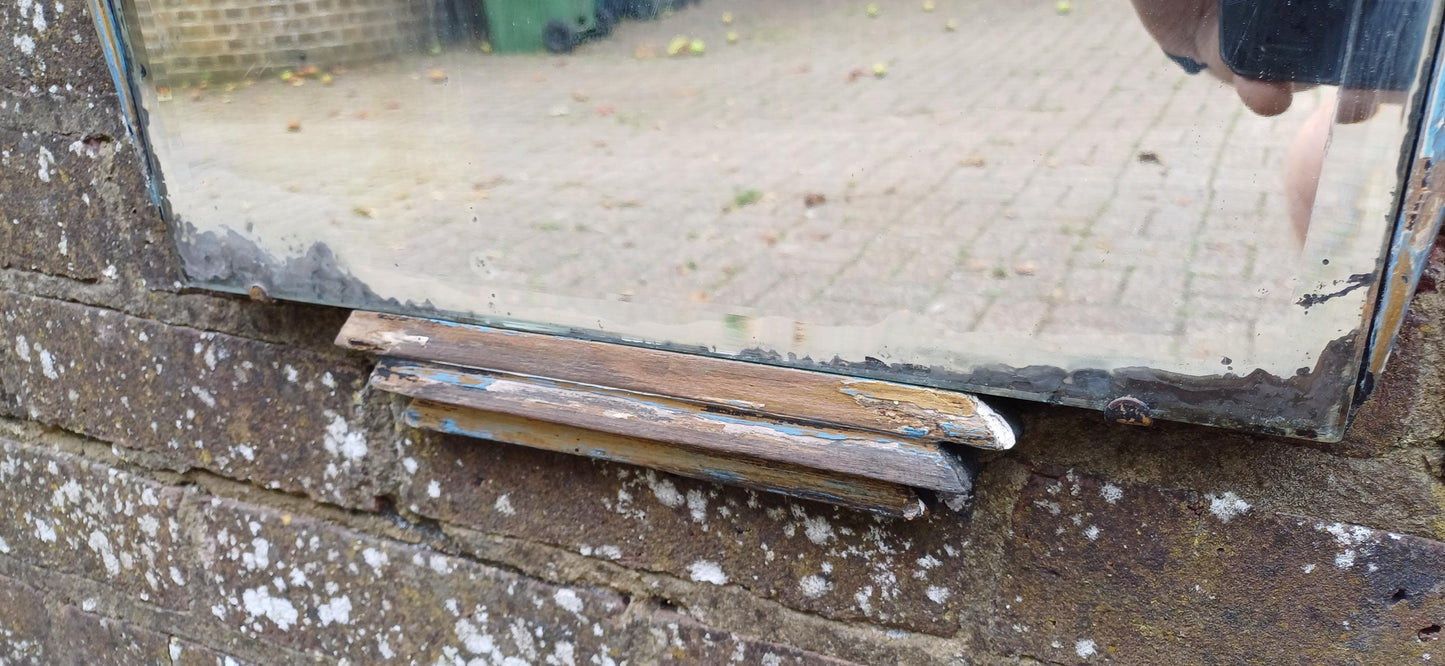 Beautiful Art Deco Part Stripped Wall Mirror Age Worn Charm. Gold and Blue. Definitely Both Shabby and Chic!