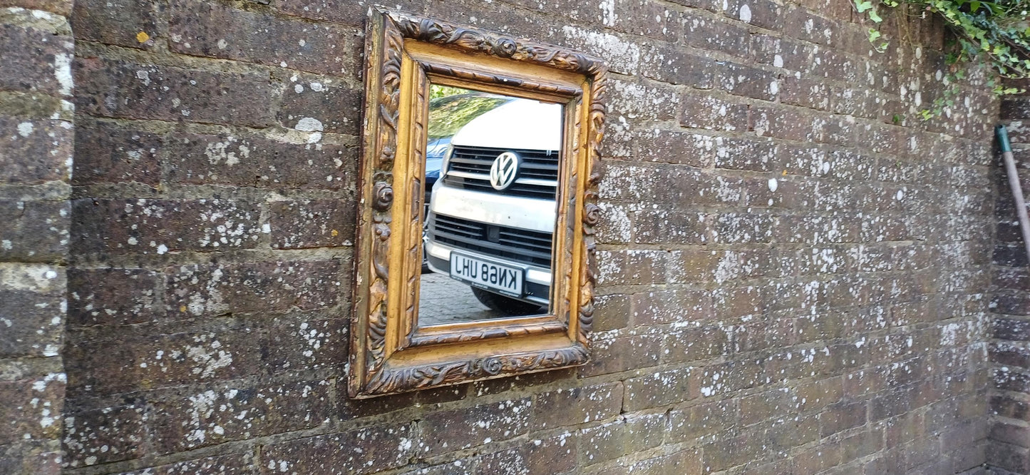 Charming Age Worn Vintage Victorian Gilt Gold Wall Mirror.