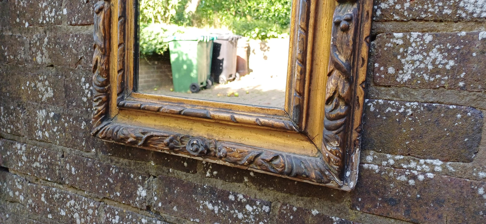 Charming Age Worn Vintage Victorian Gilt Gold Wall Mirror.