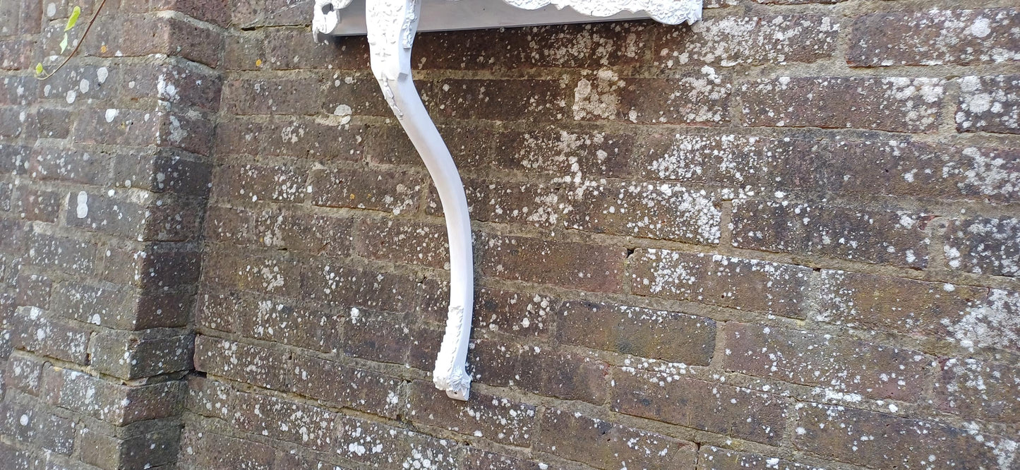 Imposing Genuine Vintage Retro 60s Wall Bracket Shelf Highly Decorative Painted White in Farrow and Ball